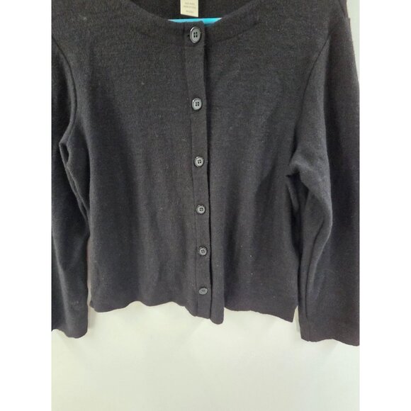 J. Jill Women's Cardigan Sweater Button Up Wool Roundneck Black Size M Classic - Picture 2 of 6